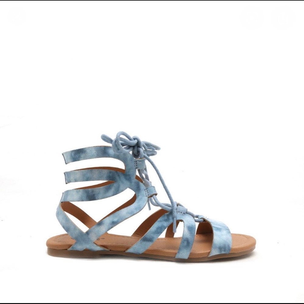 Qupid Archer Blue Gladiator Sandals